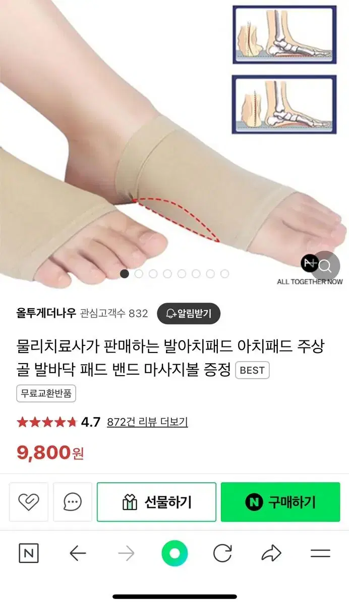 올투게더나우 발아치패드